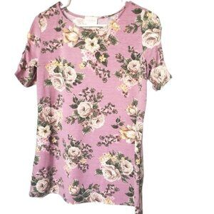 1.4.3. STORY Womens Top Small Floral Lavender Green Yellow Flowers Femanine